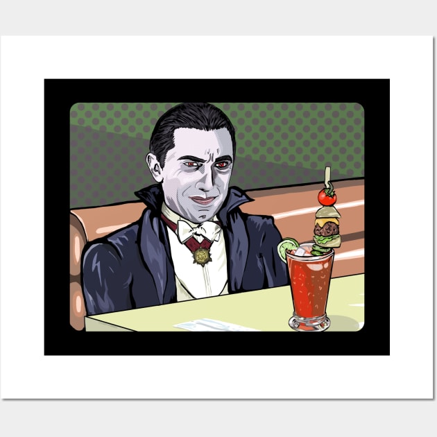 Dracula enjoying a bloody mary at Applebeez Wall Art by FanboyMuseum